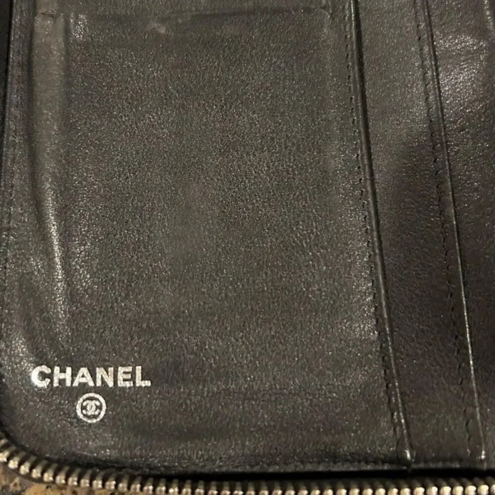 Chanel Deep Burgundy Quilted Patent Leather CC Zip Around Wallet Organizer